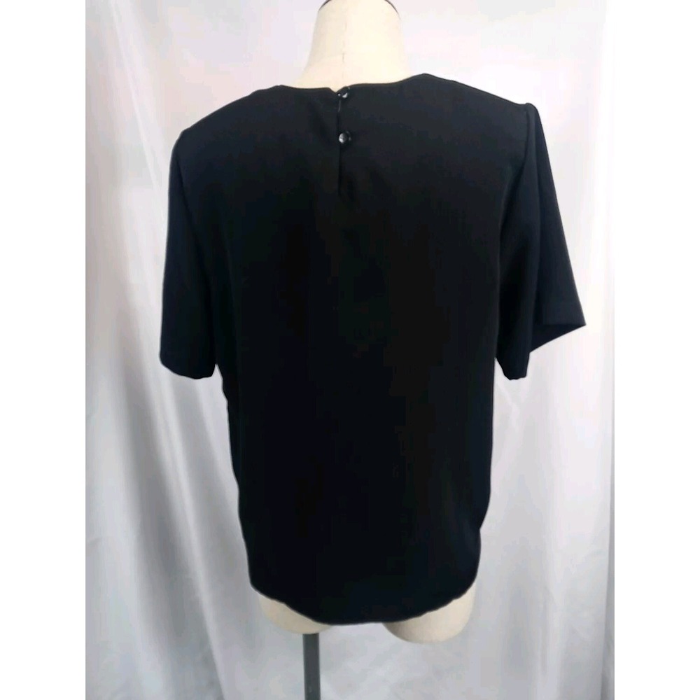 Vintage‎ Chandler Hill Blouse Women's Size Medium Black Top Short Sleeve Shirt - Picture 2 of 8